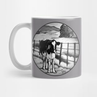 Cow on Farm/Black & white Mug